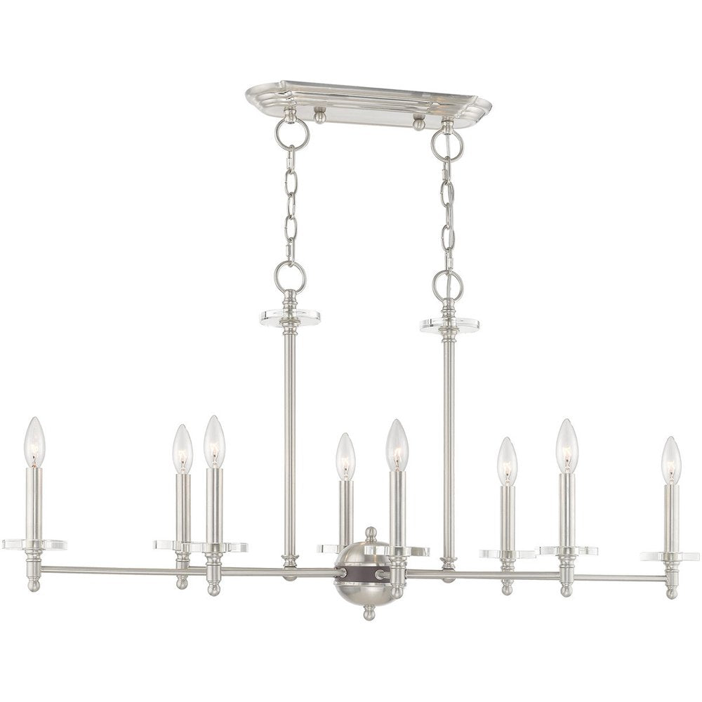 Nickel Eight Light Metal Dimmable Chandelier With Shades