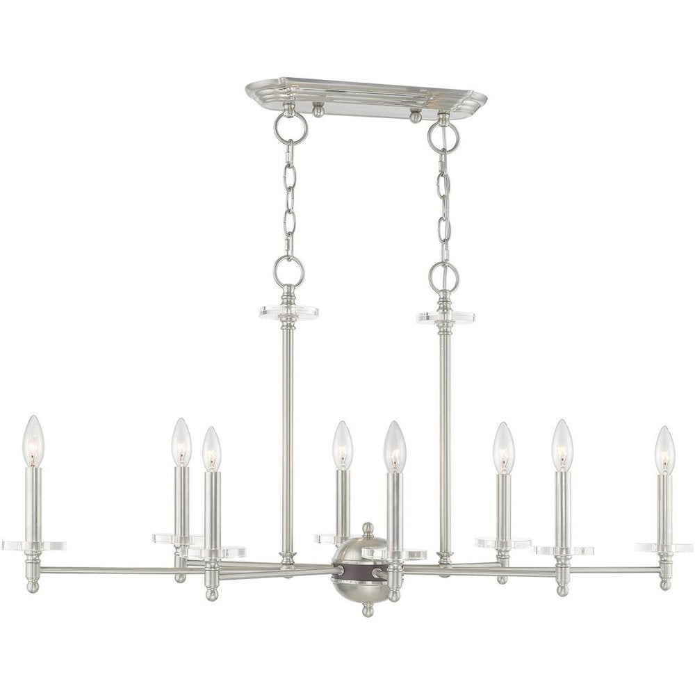 Nickel Eight Light Metal Dimmable Chandelier With Shades