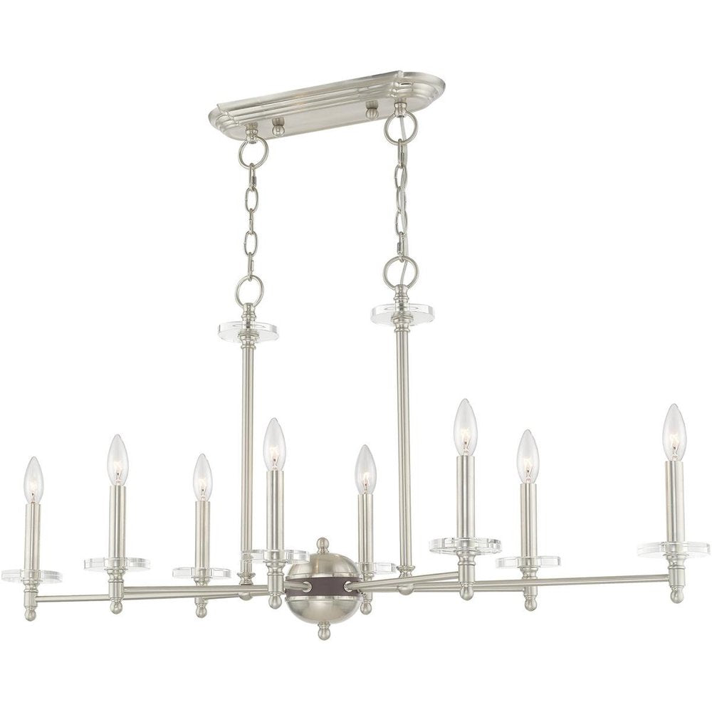 Nickel Eight Light Metal Dimmable Chandelier With Shades