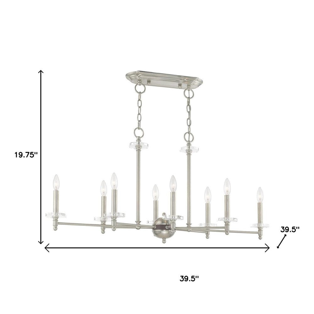 Nickel Eight Light Metal Dimmable Chandelier With Shades