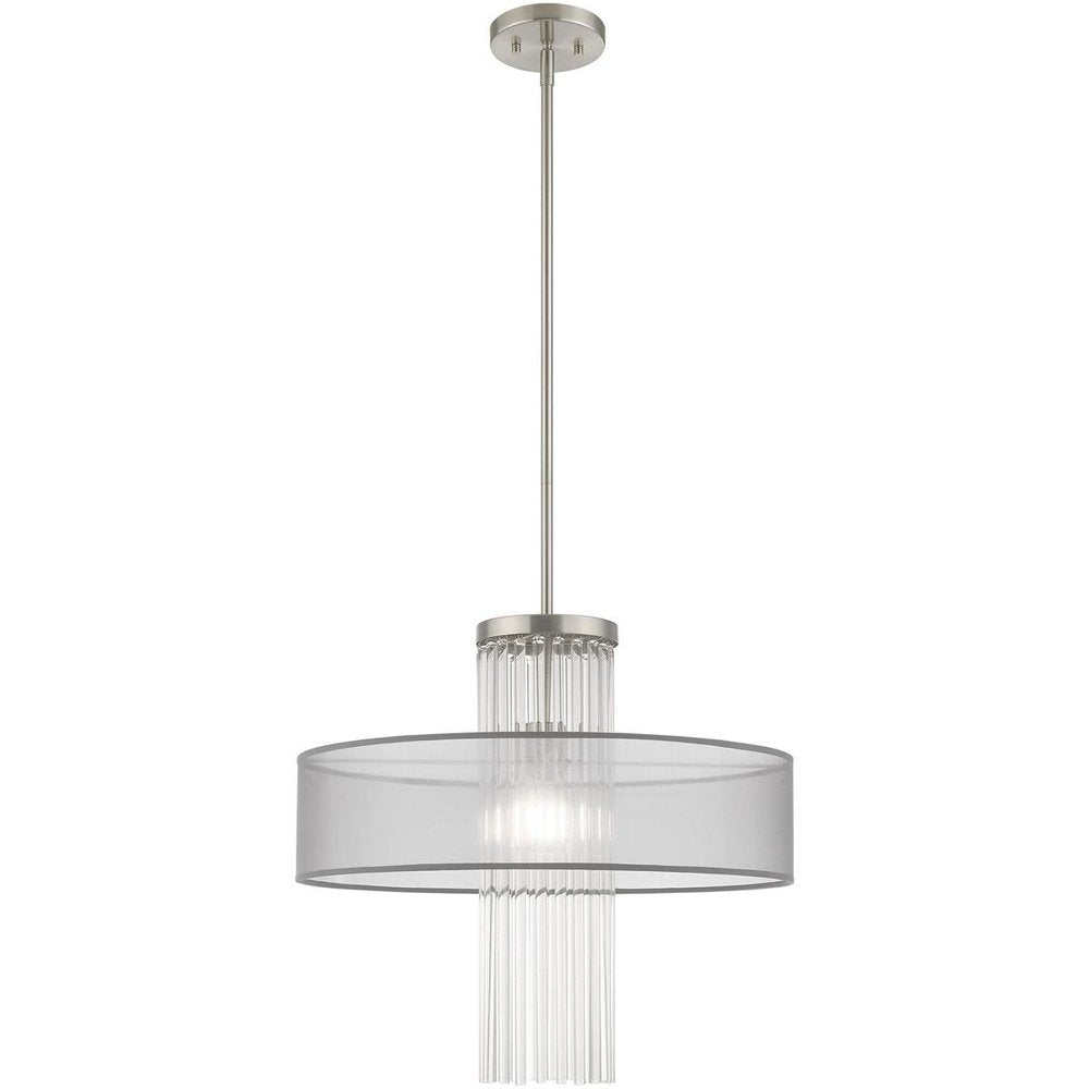 Nickel Metal Dimmable Chandelier With Shades