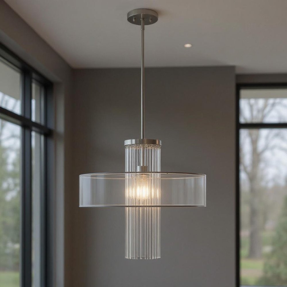 Nickel Metal Dimmable Chandelier With Shades