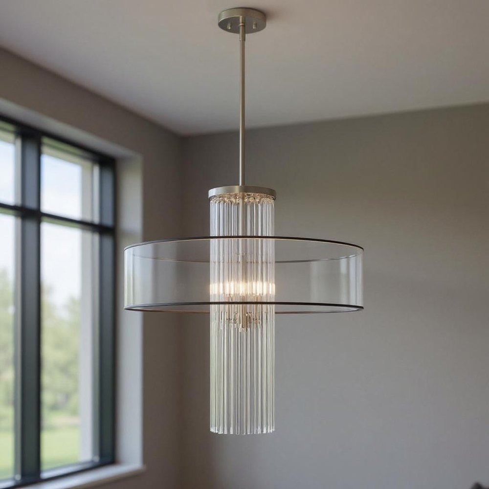 Four Light Dimmable Chandelier With Shades