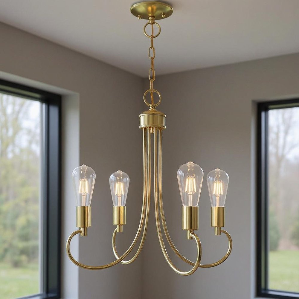 Four Light Dimmable Chandelier With Shades