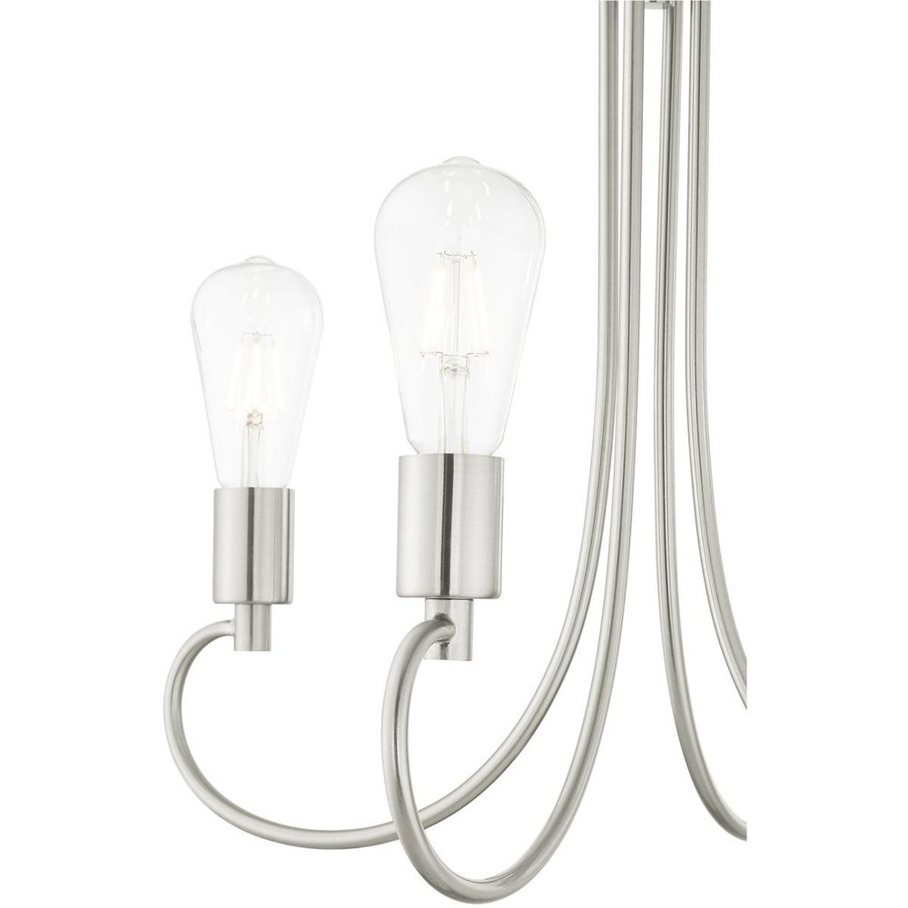 Nickel Four Light Metal Dimmable Chandelier With Shades