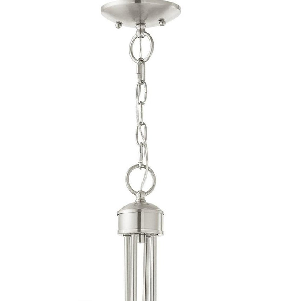 Nickel Four Light Metal Dimmable Chandelier With Shades