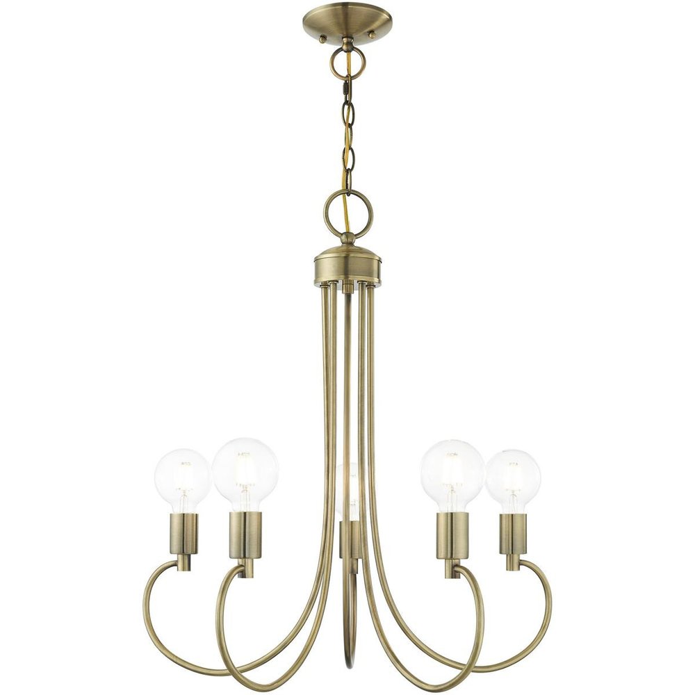 Five Light Dimmable Chandelier With Shades