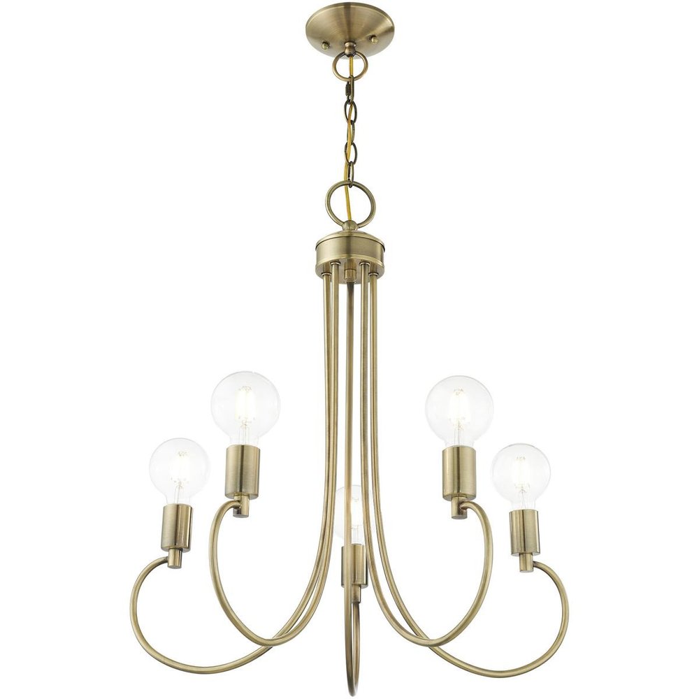 Five Light Dimmable Chandelier With Shades
