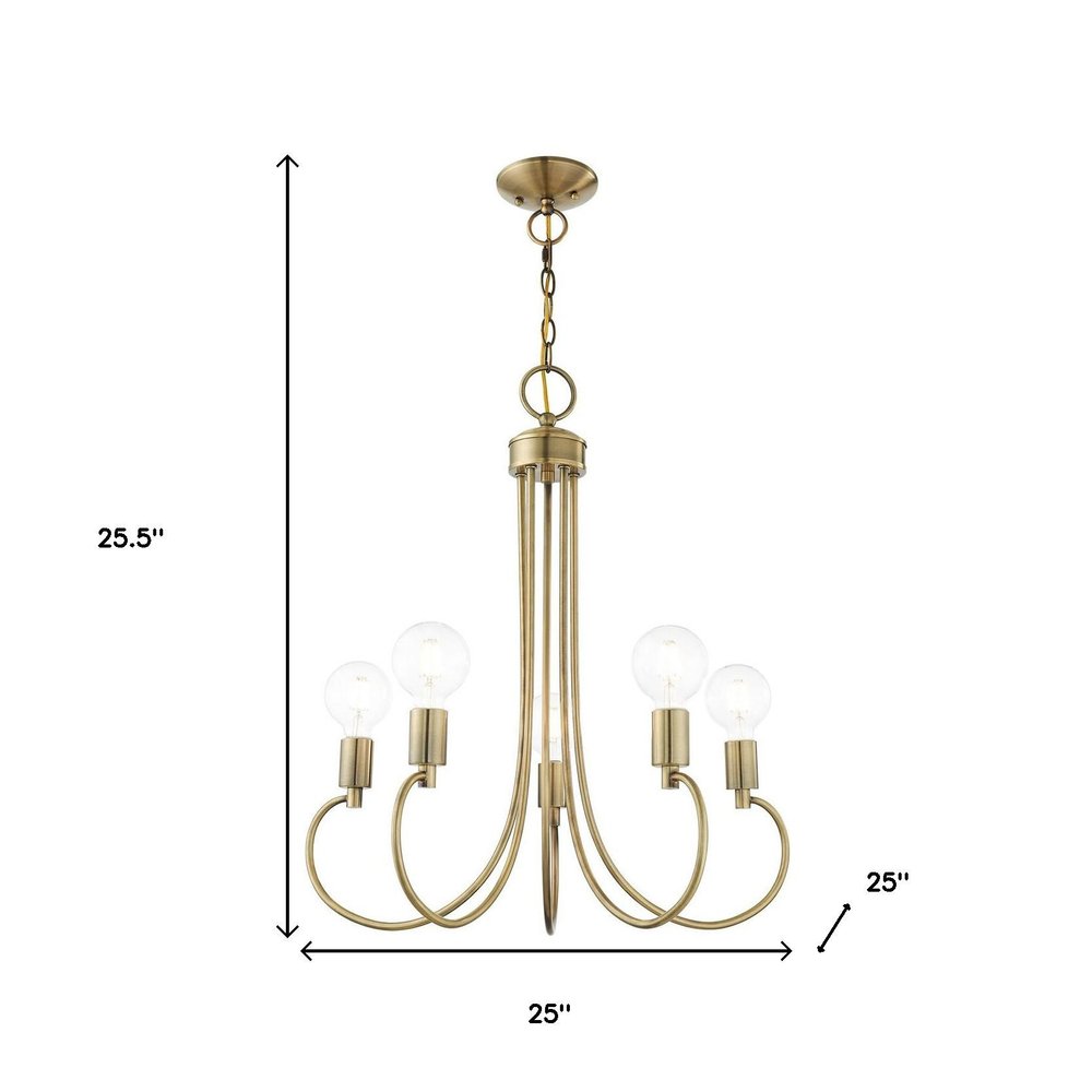 Five Light Dimmable Chandelier With Shades