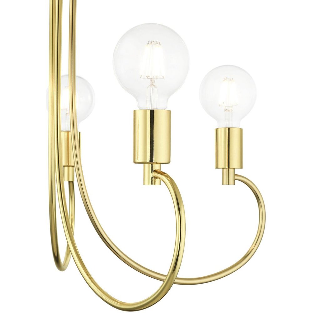 Brass Five Light Metal Dimmable Chandelier With Shades
