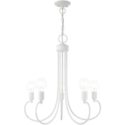 White Five Light Dimmable Chandelier With Shades