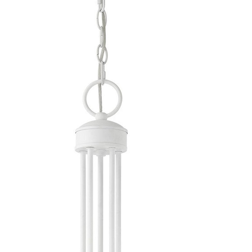 White Five Light Metal Dimmable Chandelier With Shades