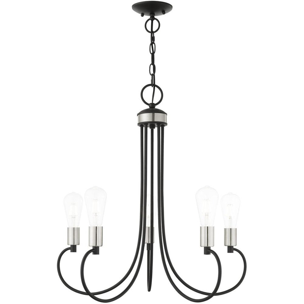 Five Light Dimmable Chandelier With Shades