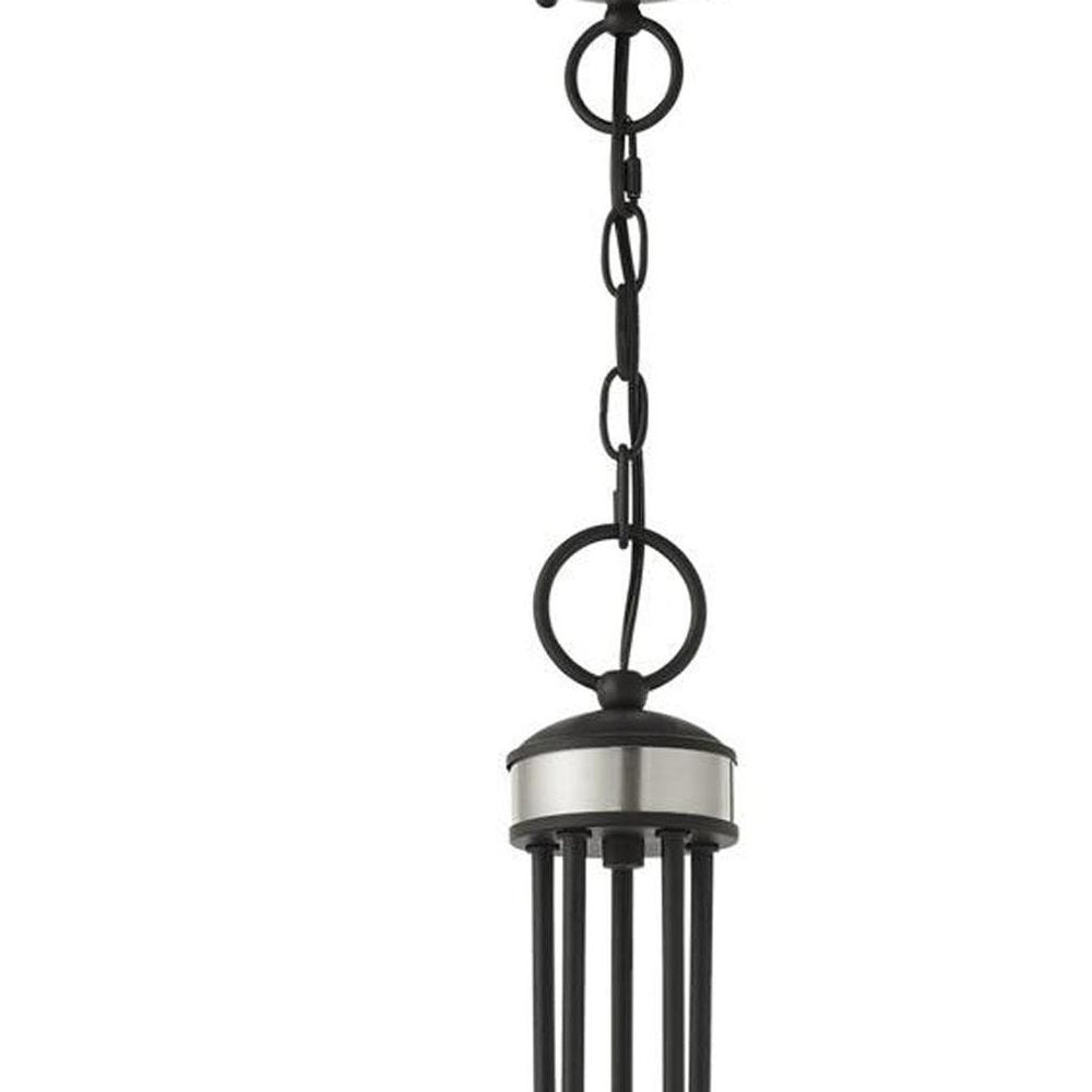 Black Five Light Metal Dimmable Chandelier With Shades