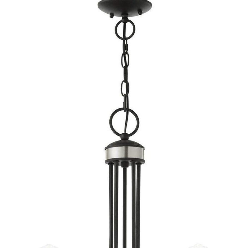 Black Five Light Metal Dimmable Chandelier With Shades