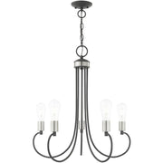 Gray Five Light Metal Dimmable Chandelier With Shades