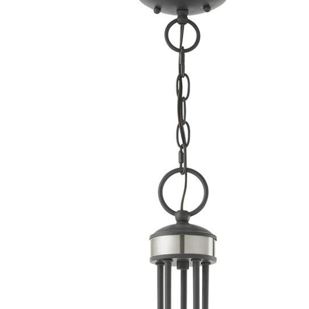 Gray Five Light Metal Dimmable Chandelier With Shades