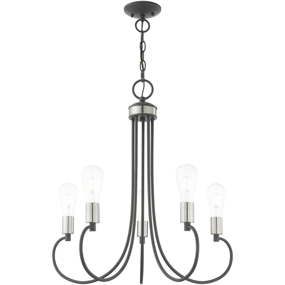 Five Light Dimmable Chandelier With Shades