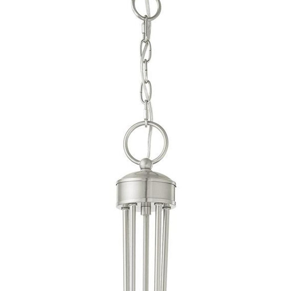 Nickel Five Light Metal Dimmable Chandelier With Shades