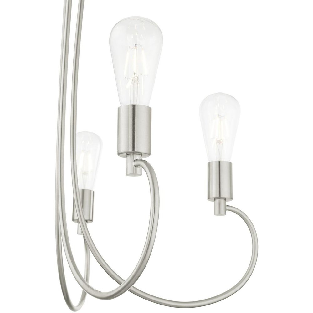 Nickel Five Light Metal Dimmable Chandelier With Shades