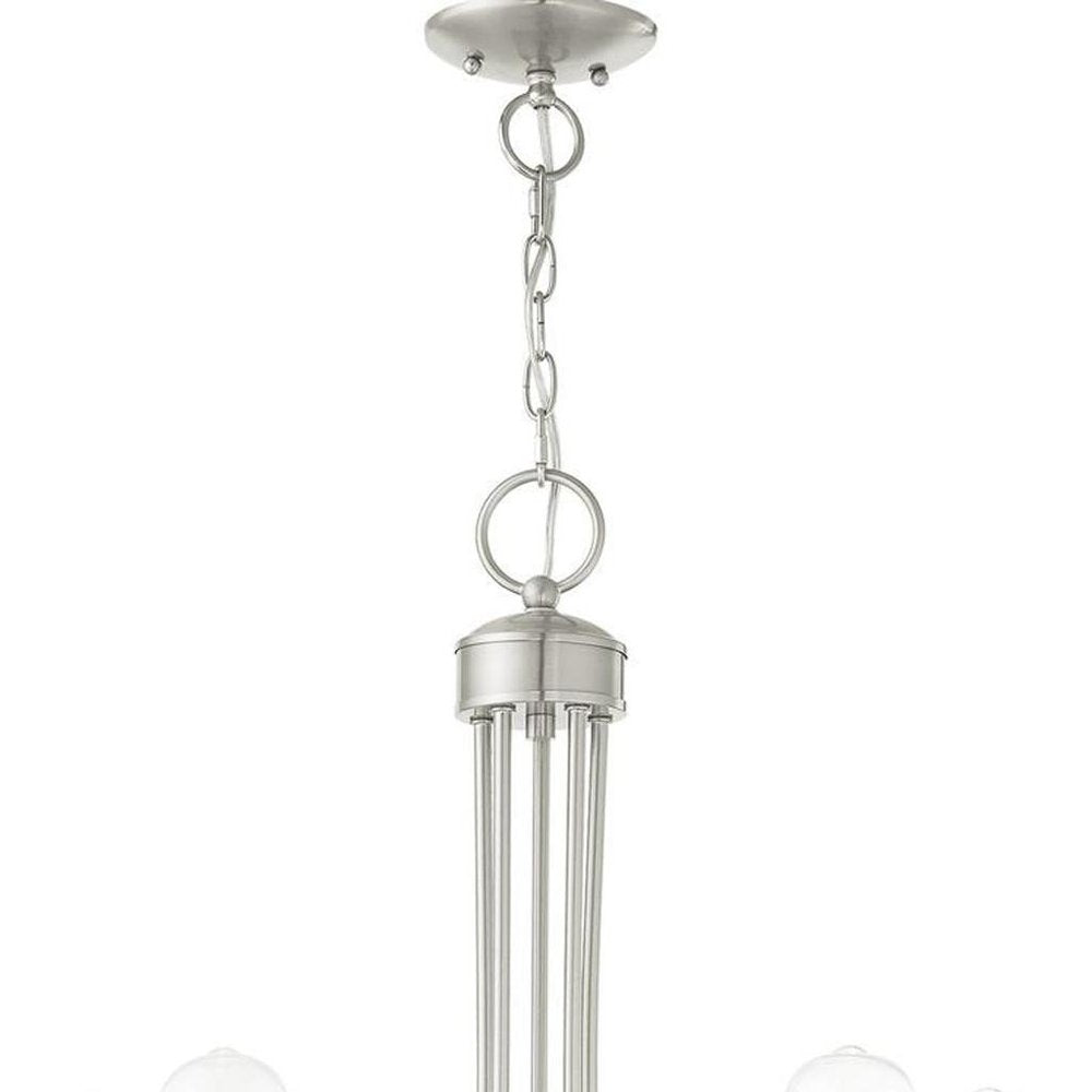 Nickel Five Light Metal Dimmable Chandelier With Shades