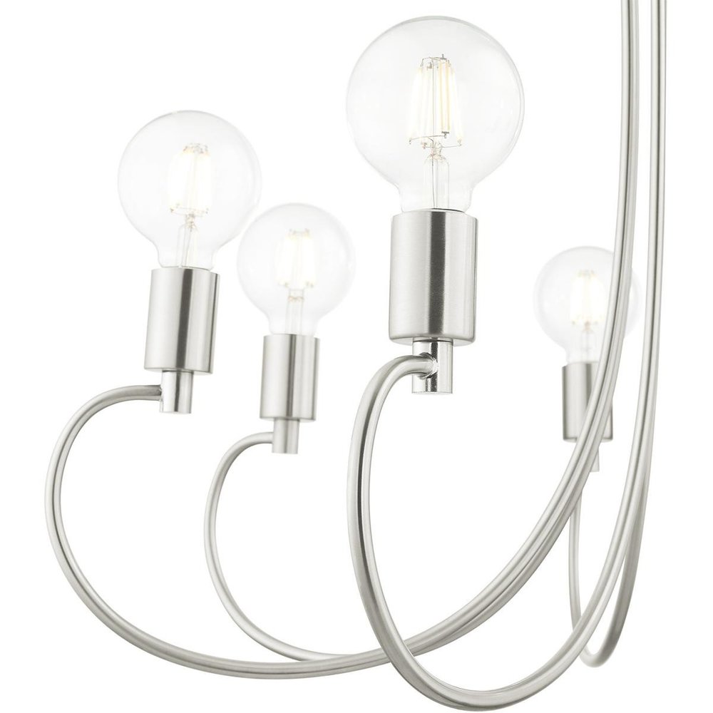 Nickel Seven Light Metal Dimmable Chandelier With Shades