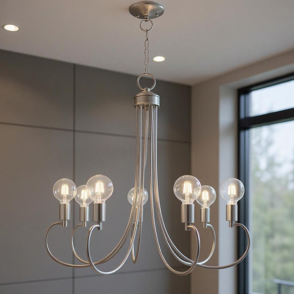 Seven Light Dimmable Chandelier With Shades