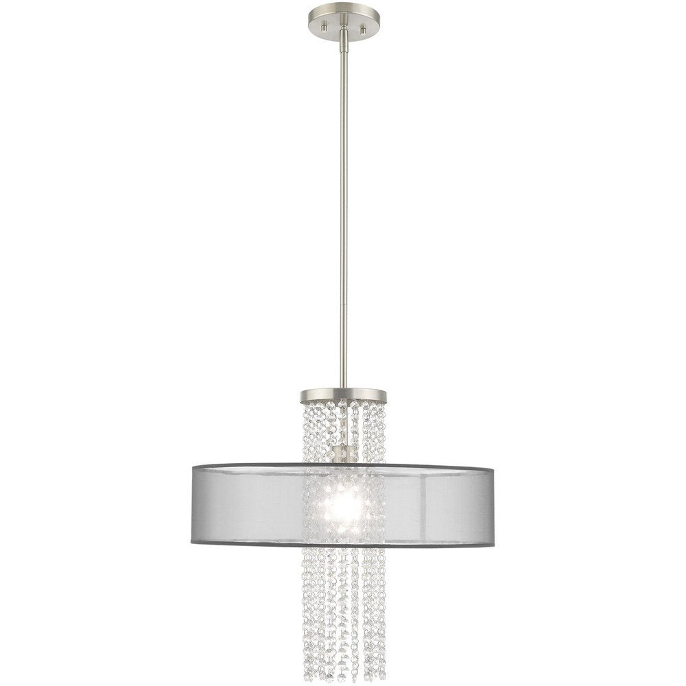Nickel Metal Dimmable Chandelier With Shades