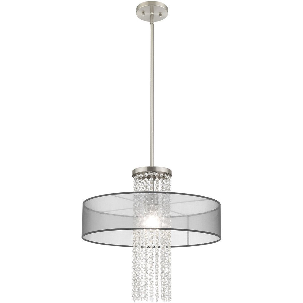 Nickel Metal Dimmable Chandelier With Shades