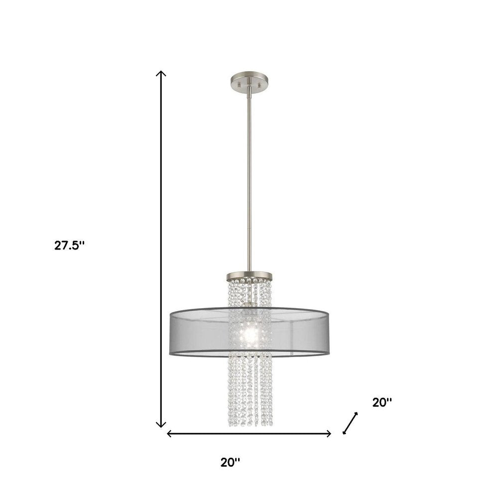 Nickel Metal Dimmable Chandelier With Shades