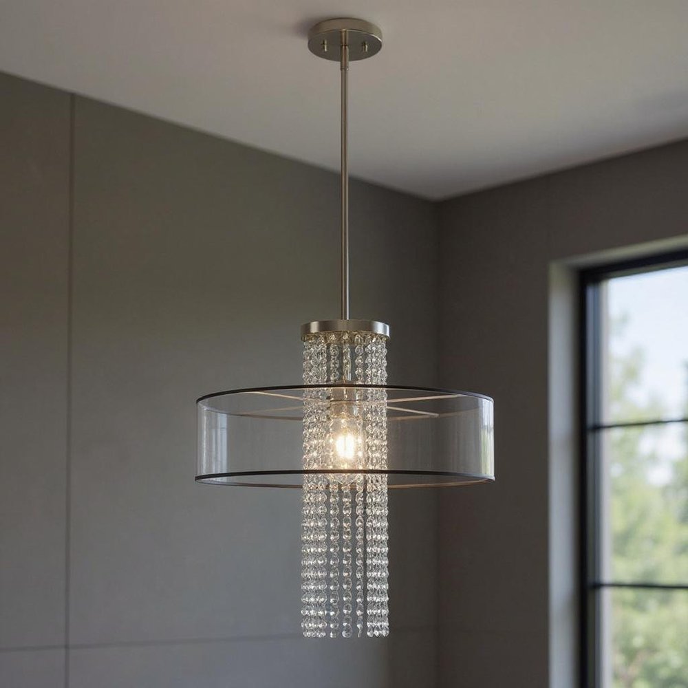 Nickel Metal Dimmable Chandelier With Shades