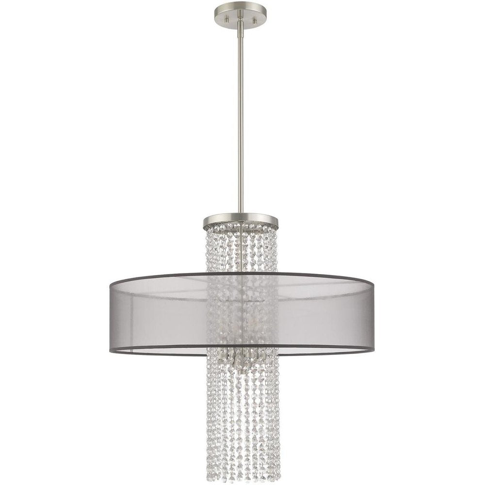 Nickel Four Light Metal Dimmable Chandelier With Shades