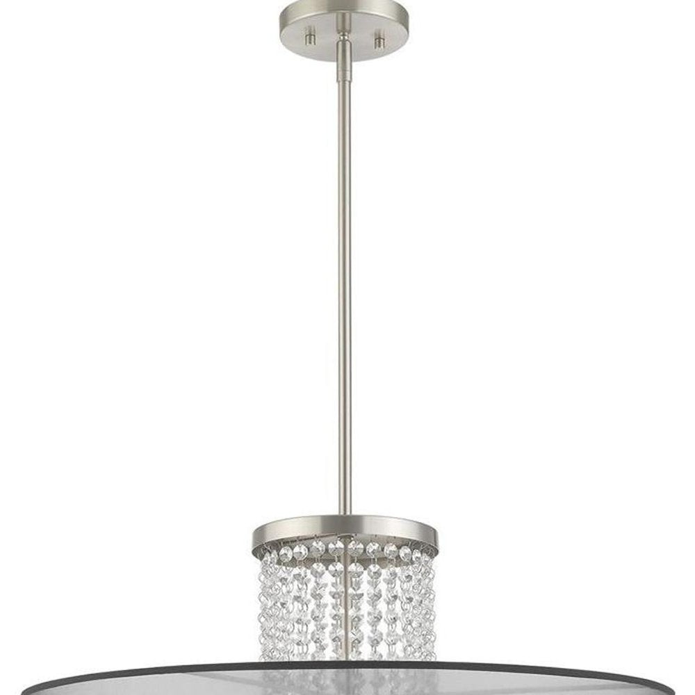 Nickel Four Light Metal Dimmable Chandelier With Shades