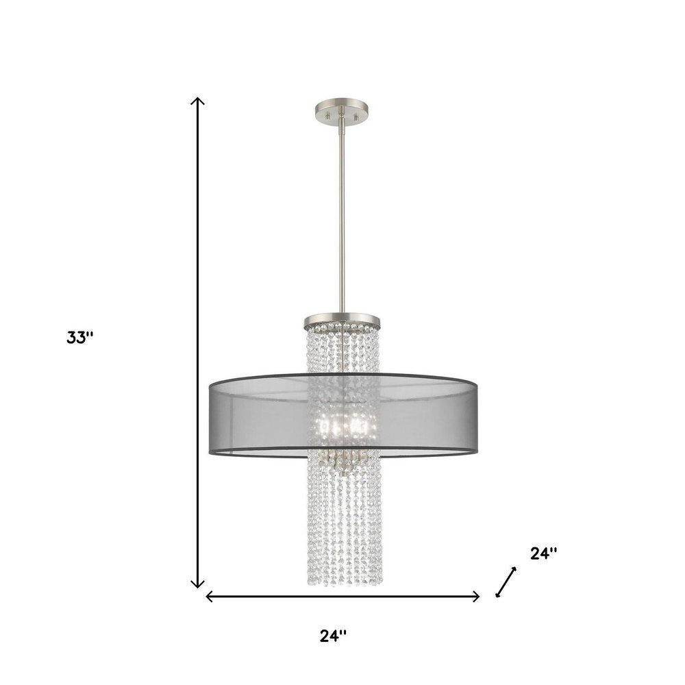 Nickel Four Light Metal Dimmable Chandelier With Shades