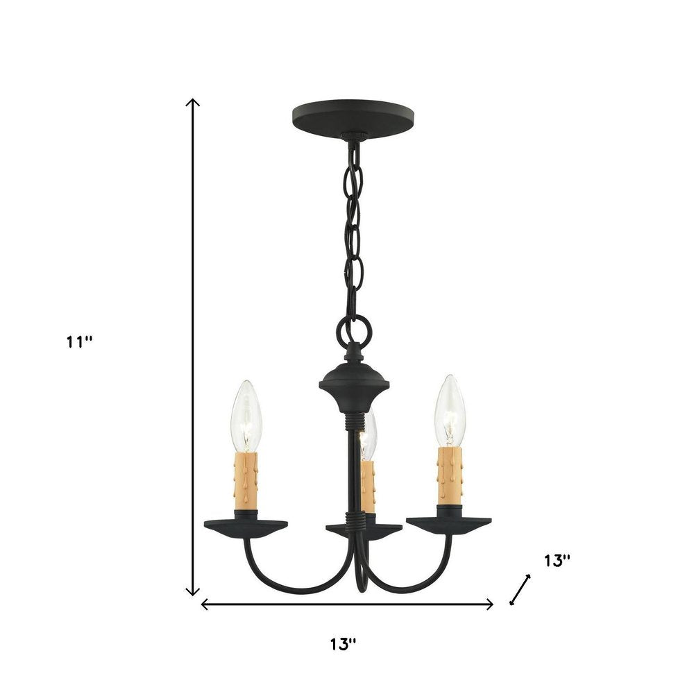 Black Three Light Metal Dimmable Chandelier With Shades
