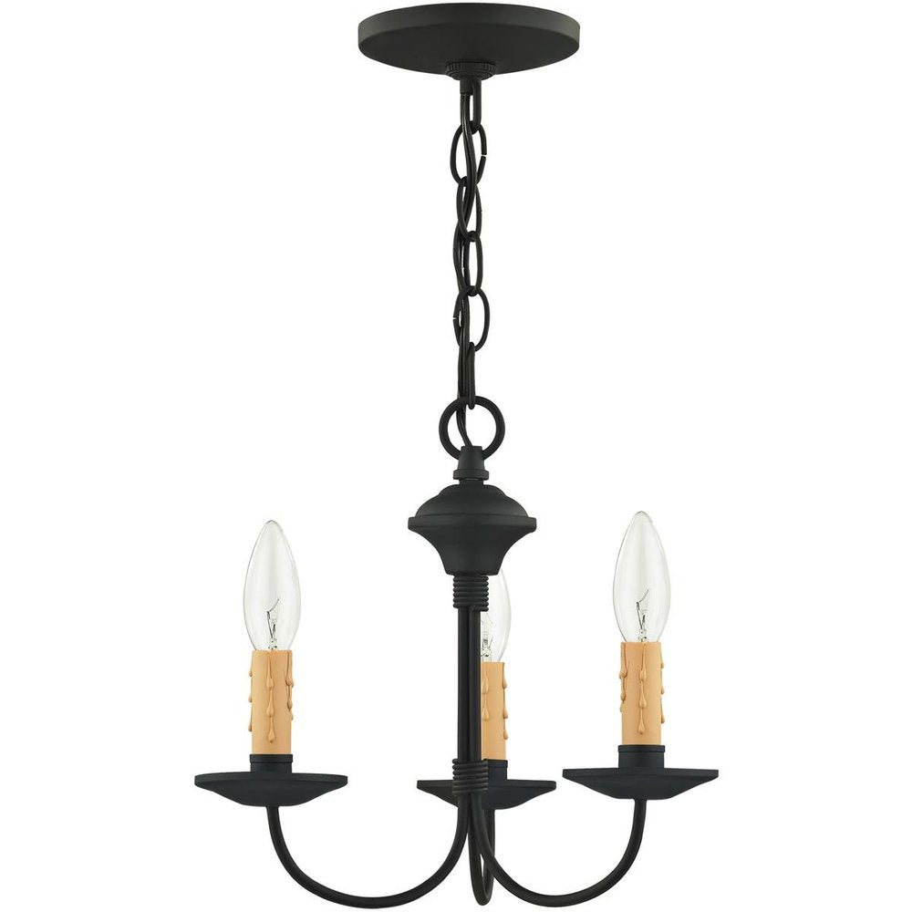 Black Three Light Metal Dimmable Chandelier With Shades