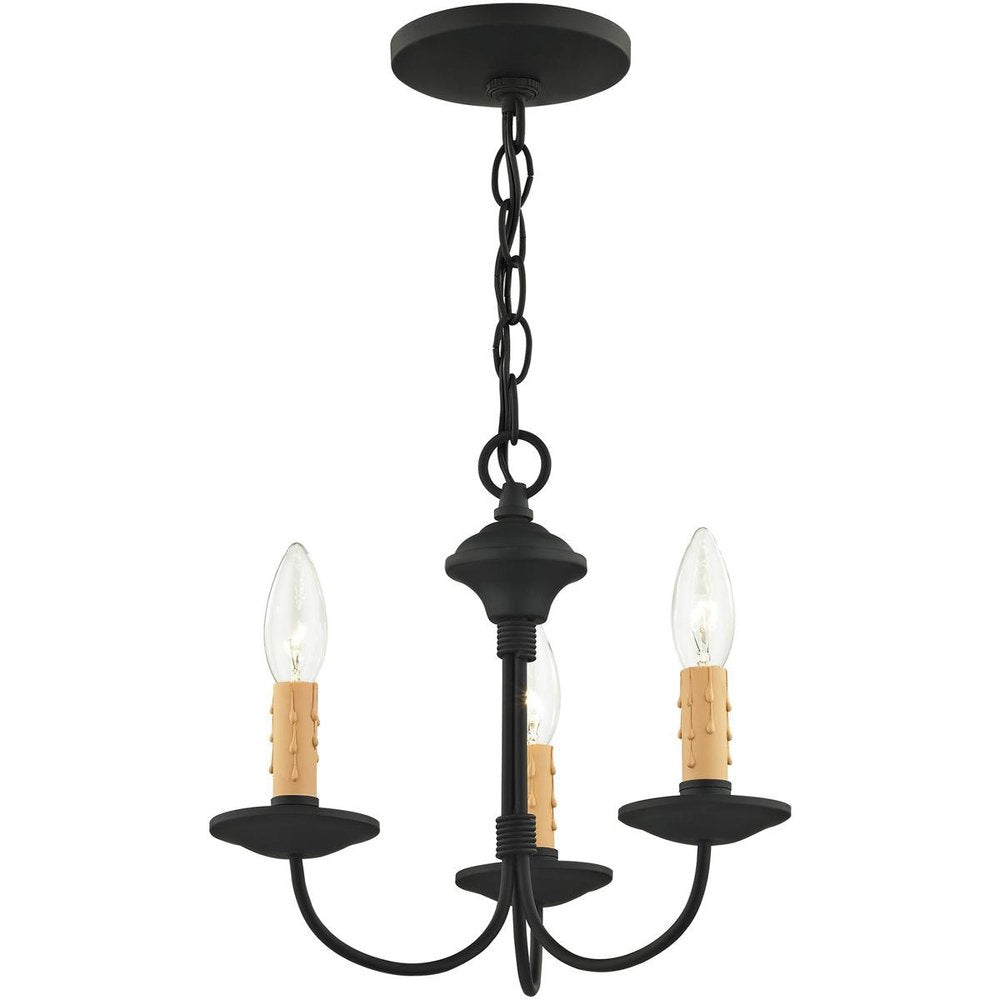 Black Three Light Metal Dimmable Chandelier With Shades