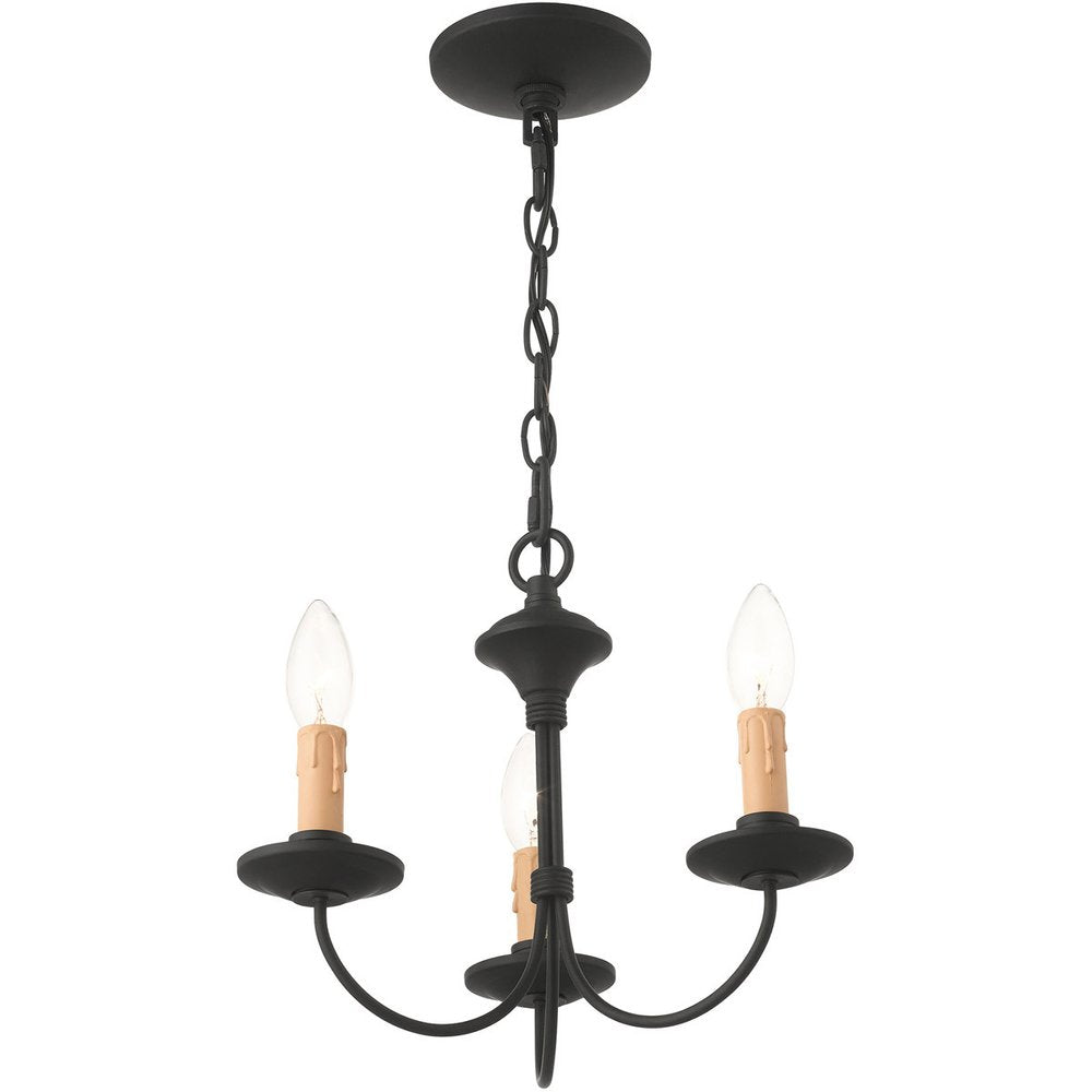Black Three Light Metal Dimmable Chandelier With Shades