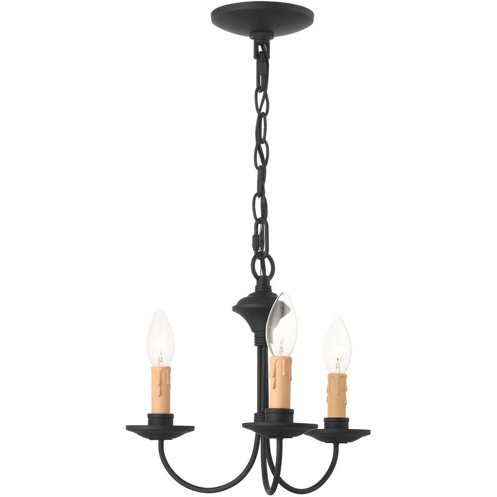 Black Three Light Metal Dimmable Chandelier With Shades