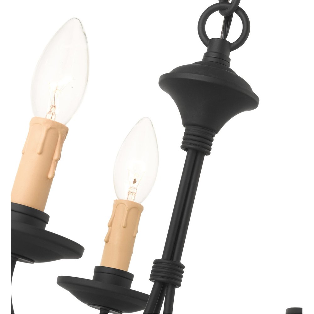 Black Three Light Metal Dimmable Chandelier With Shades