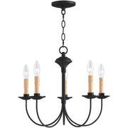 Black Five Light Dimmable Chandelier With Shades