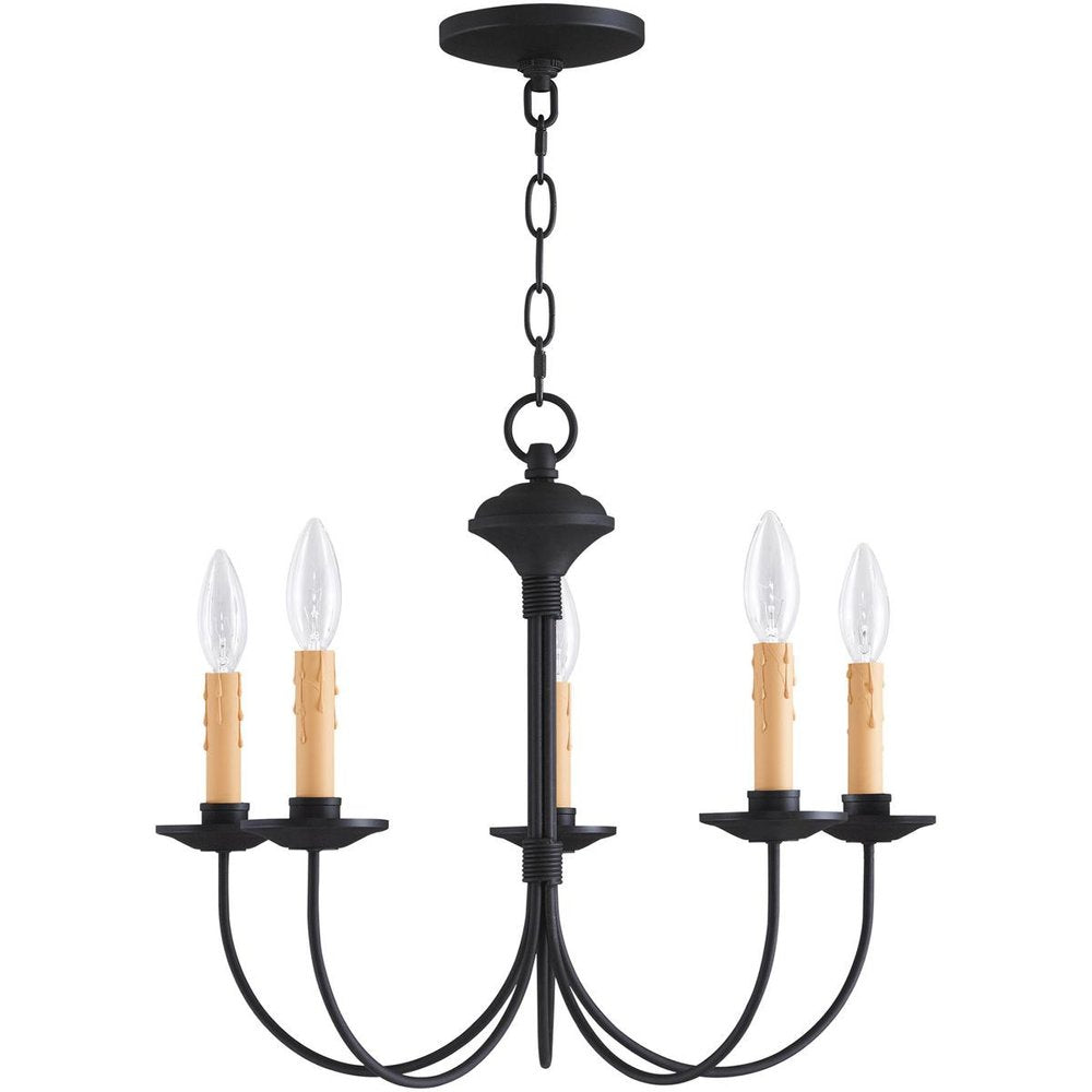 Black Five Light Dimmable Chandelier With Shades