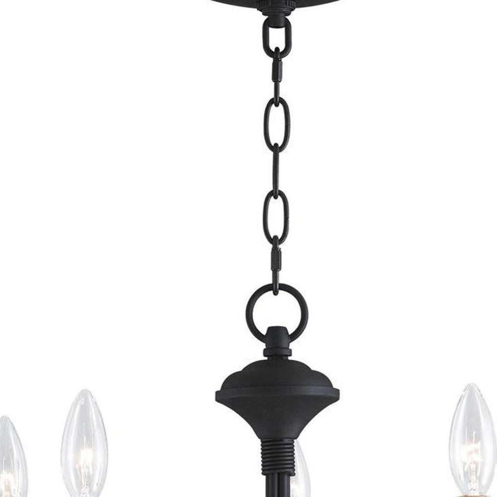 Black Five Light Dimmable Chandelier With Shades
