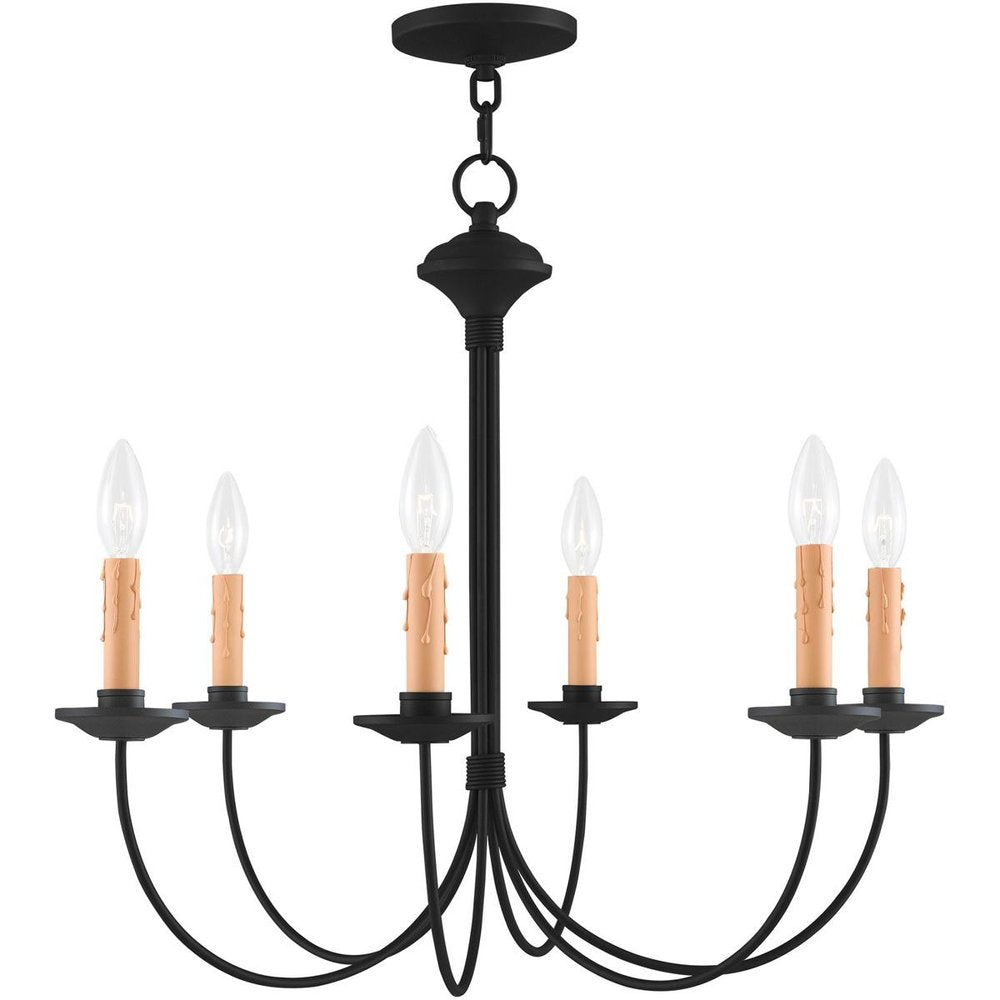Black Six Light Dimmable Chandelier With Shades