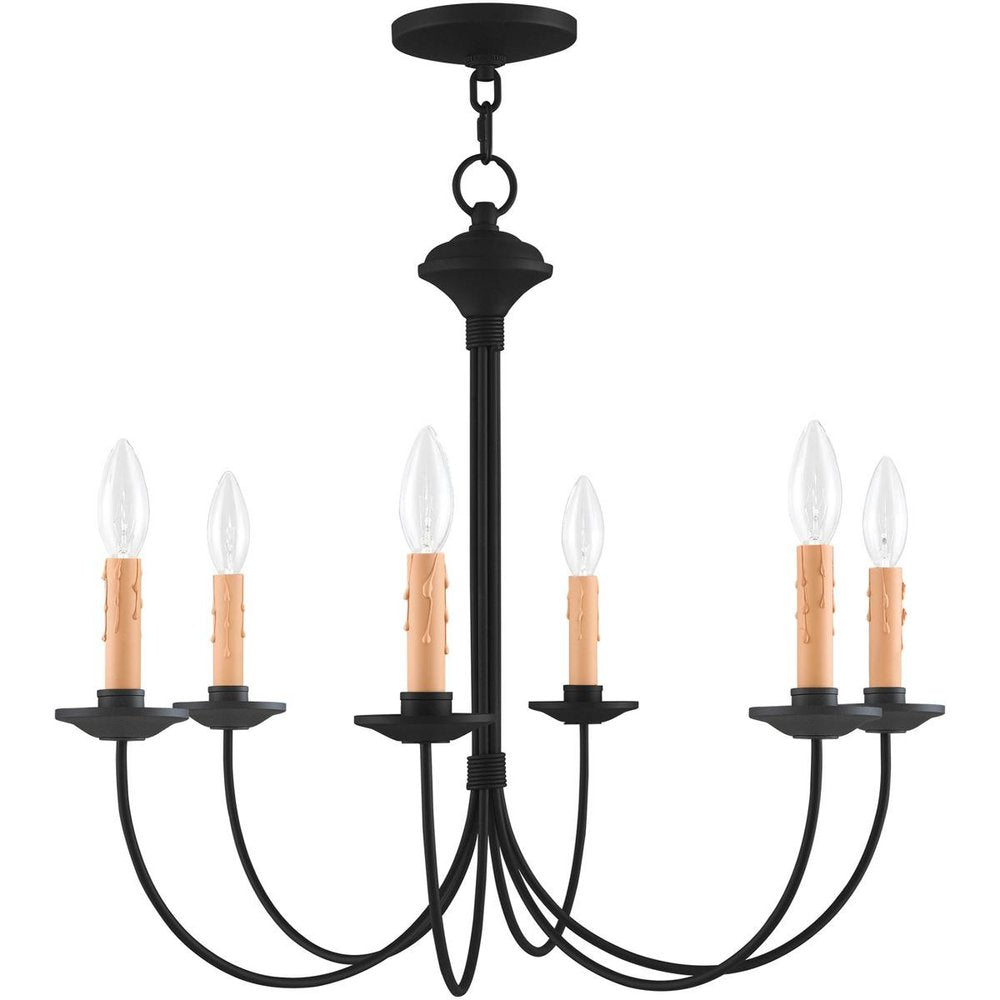 Black Six Light Dimmable Chandelier With Shades