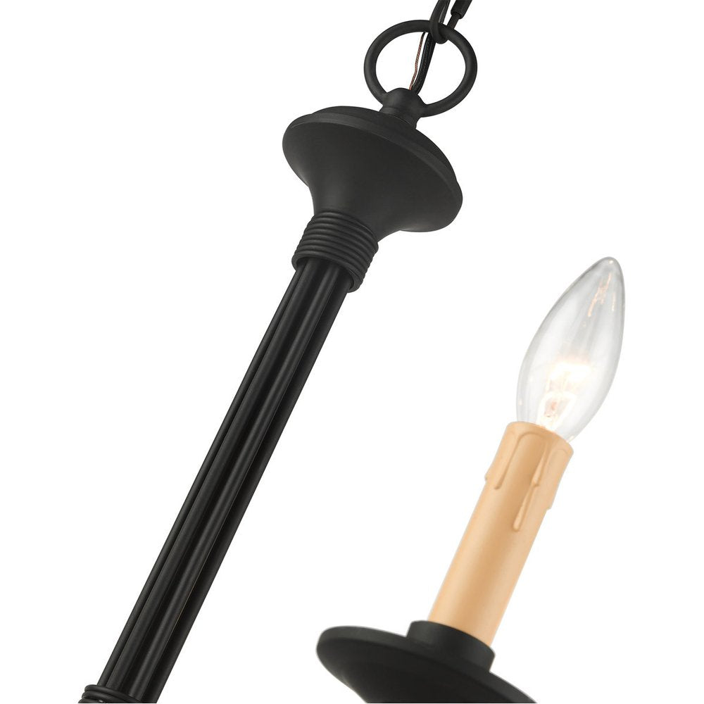 Black Six Light Dimmable Chandelier With Shades