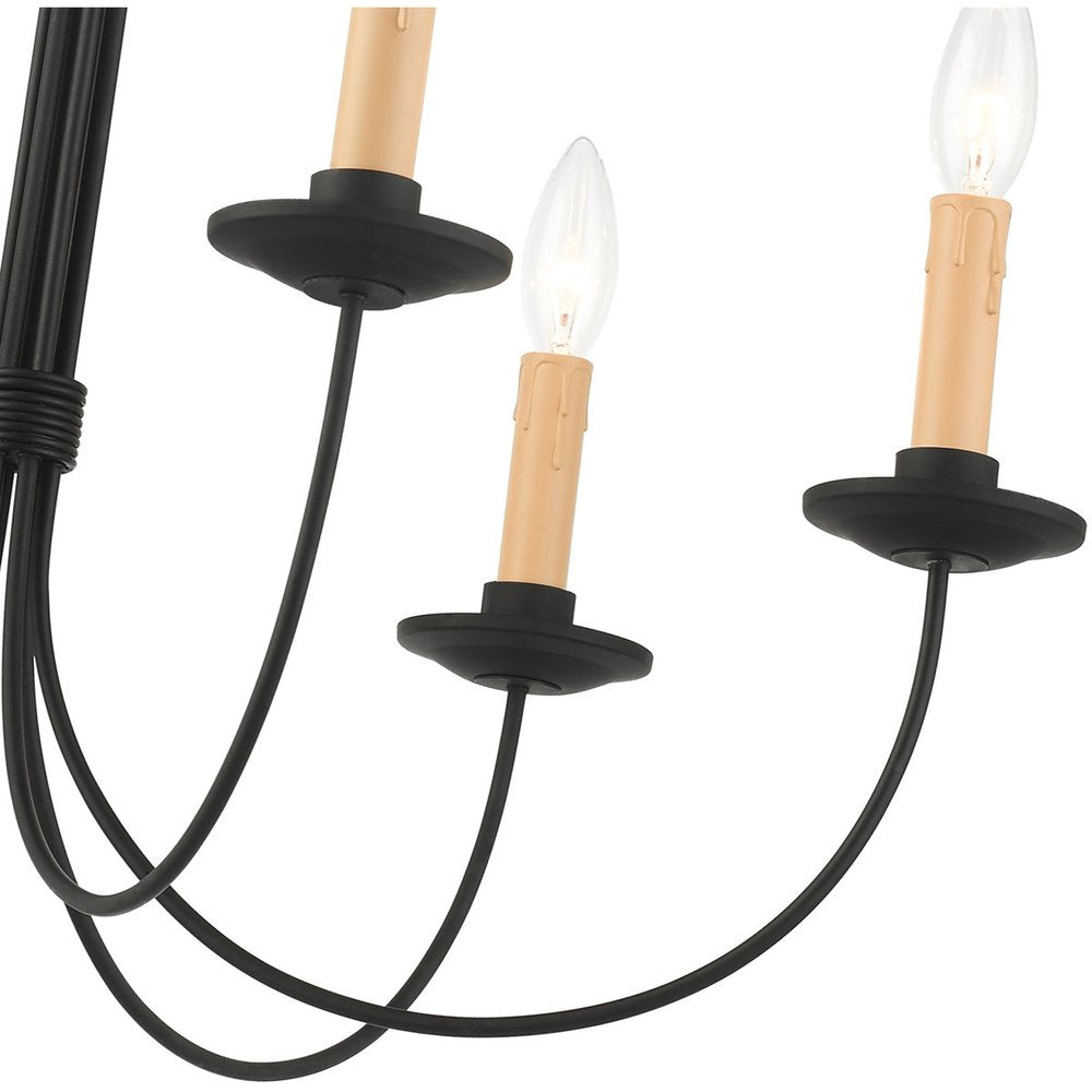 Black Six Light Dimmable Chandelier With Shades