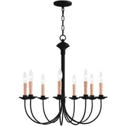 Black Eight Light Metal Dimmable Chandelier With Shades