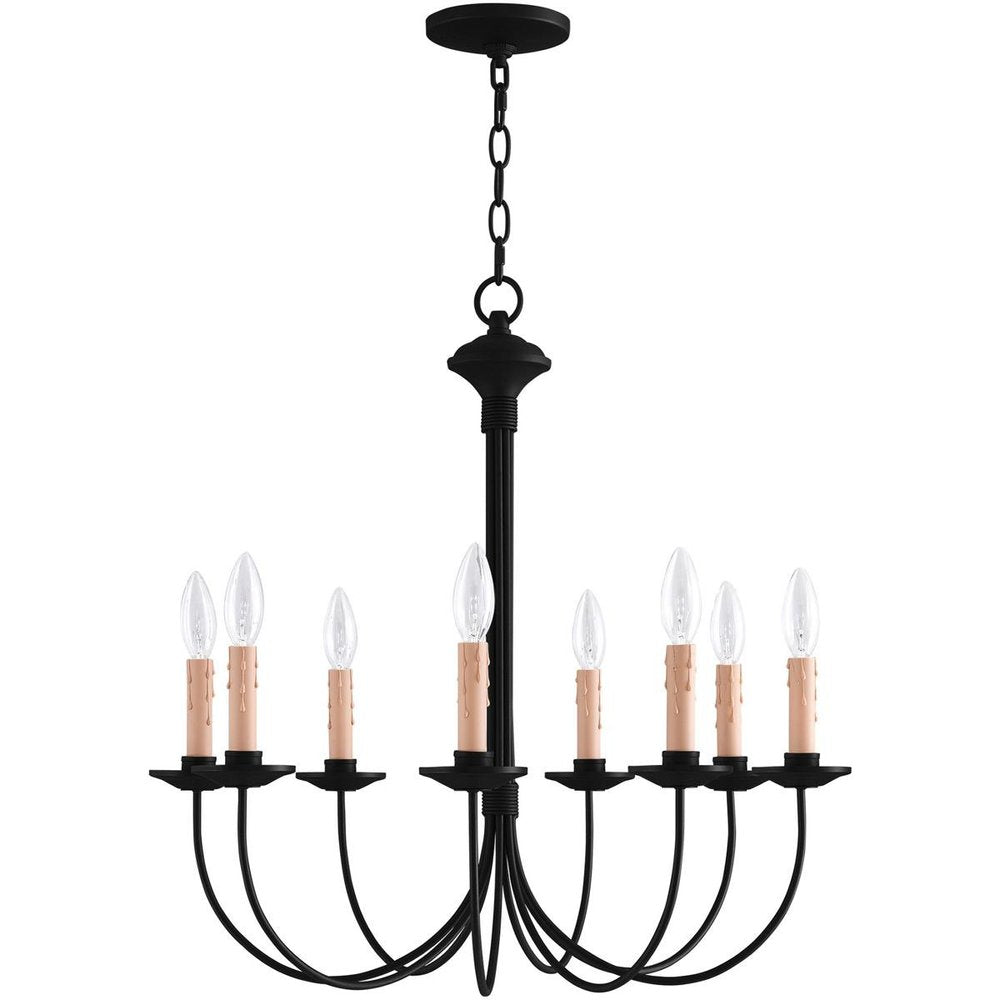 Black Eight Light Dimmable Chandelier With Shades