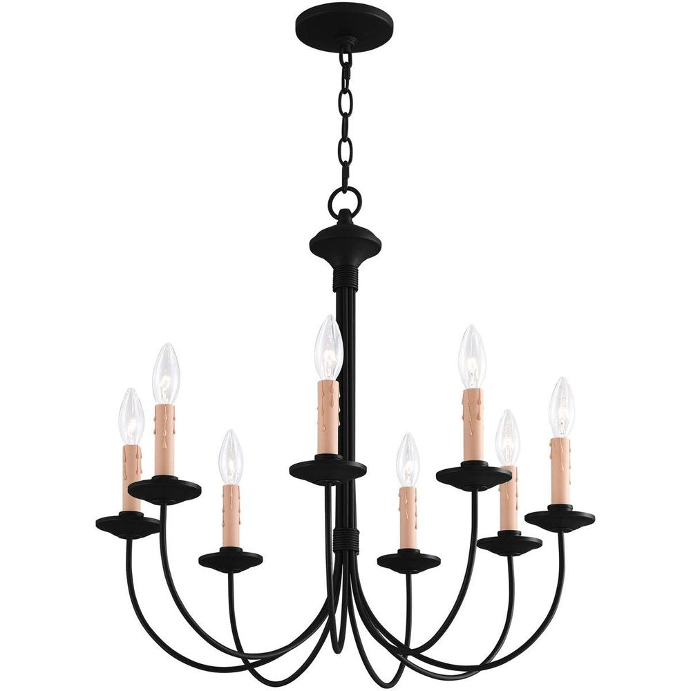 Black Eight Light Metal Dimmable Chandelier With Shades